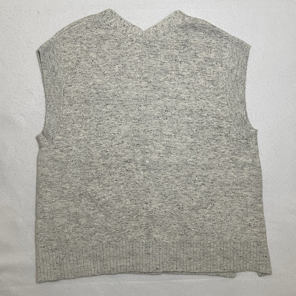 Anthropologie Gray Marled Sweater Vest Women's M Button Front Wool Blend - Picture 2 of 8